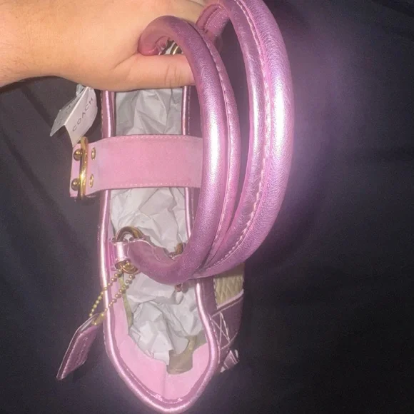 Coach 2004 Limited Edition Straw and Pink Suede
Leather Top Handle Tote Satchel - Picture 5 of 9